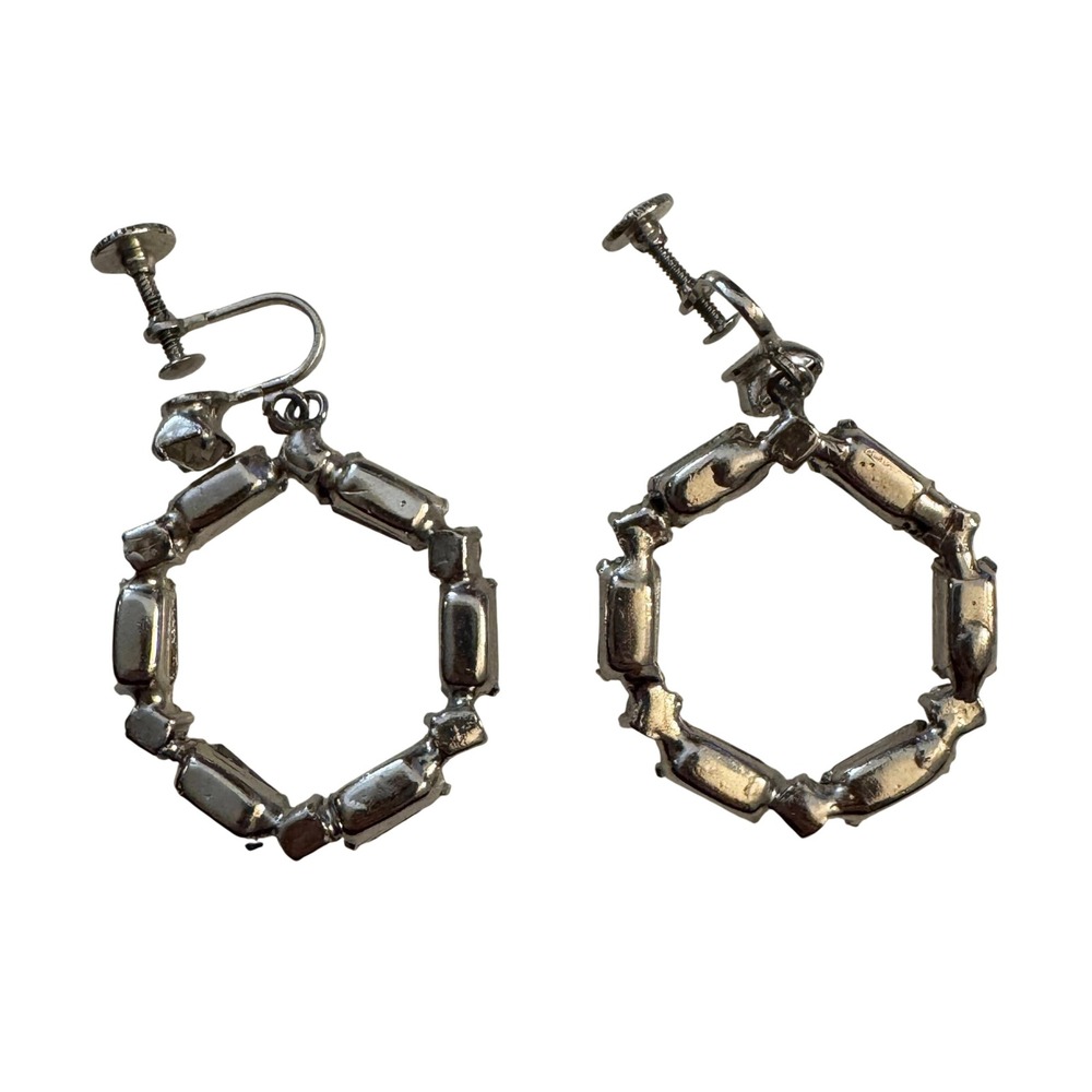 Vintage Doorknocker Rhinestone Statement‎ Earrings Dangling Drop Art Deco Glam - Picture 10 of 11